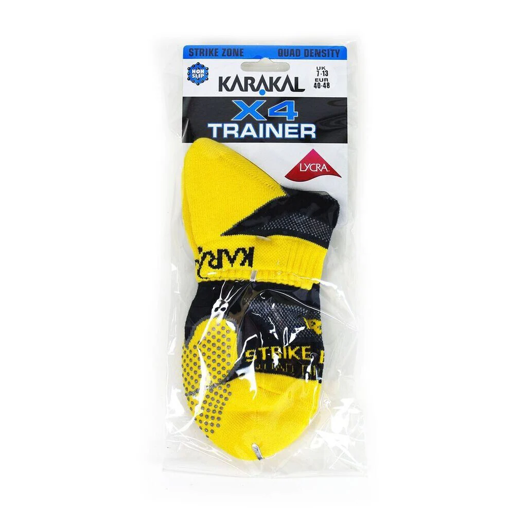 Karakal X4 Trainer Sock Black Yellow - Image 2