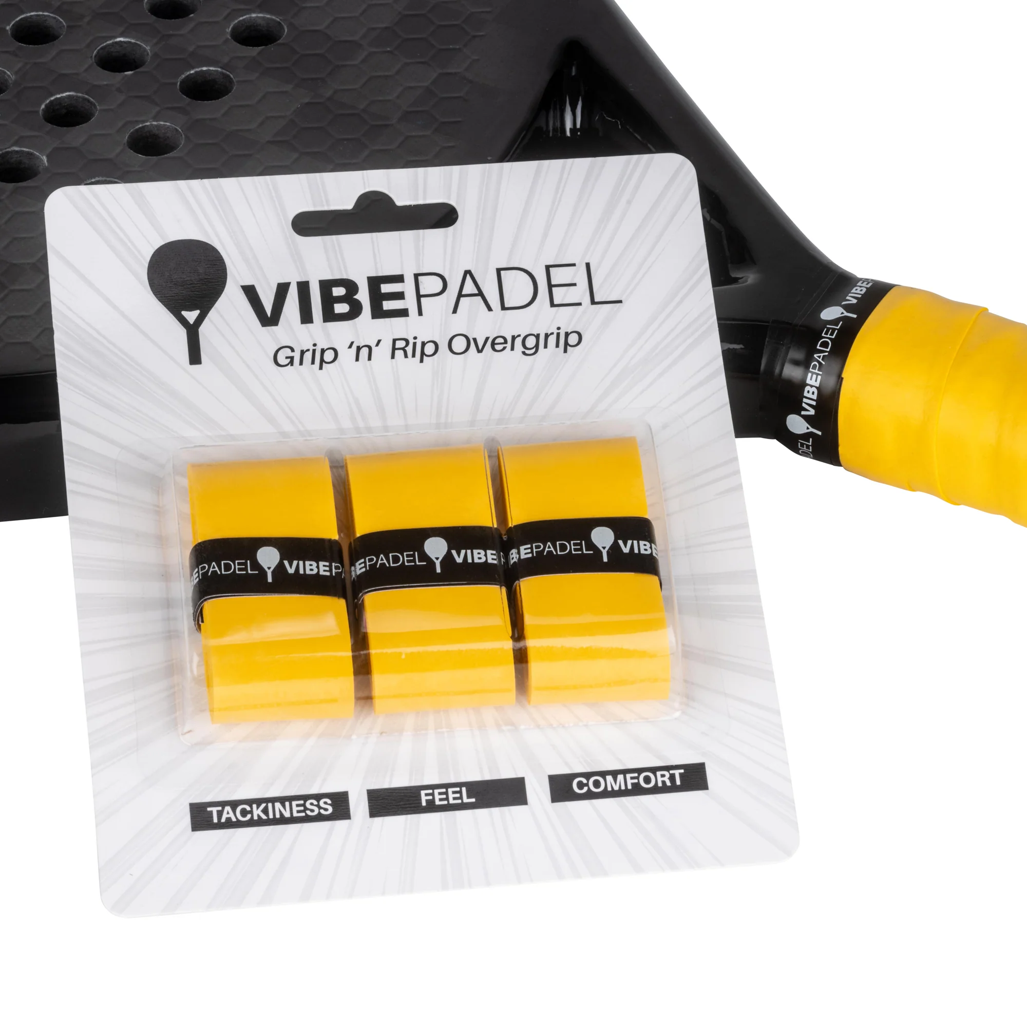 VIBEPADEL Grip 'n' Rip Overgrip 3 Pack - Orange - Image 2
